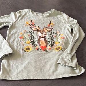 Floral Deer Graphic Long Sleeve Shirt